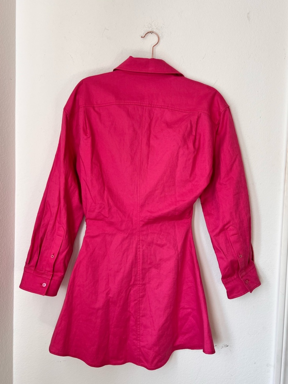 Jacquemus La Robe Baunhilha Pink Mini Shirt Dress FR 34 Cotton Linen Designer - Picture 7 of 10